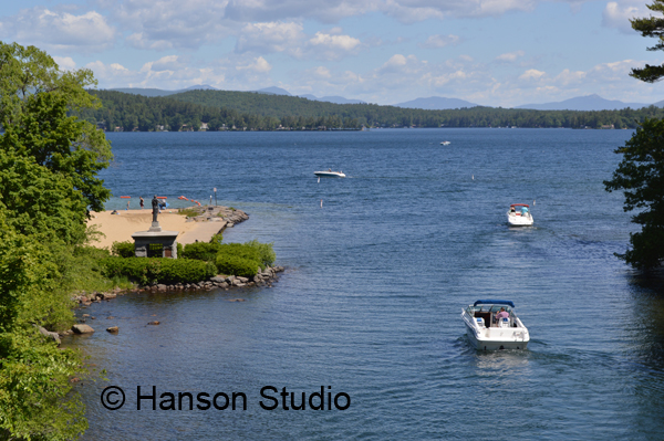 Weirs Beach, NH - Beach and Endicott Rock Monument
